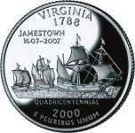 Obverse of the Virginia state quarter, a coin our Virginia coin dealers can appraise.