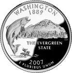 washington-state-quarter-reverse Reverse of the Washington state quarter, valued by an expert Washington coin dealer.