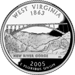 Reverse of the West Virginia state quarter, valued by an expert West Virginia coin dealer.