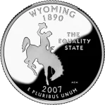 Reverse of the Wyoming state quarter, valued by an expert Wyoming coin dealer.